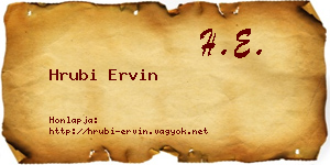 Hrubi Ervin névjegykártya